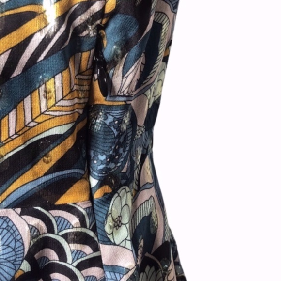 Anthropologie HD In Paris Metallic Floral Top Sz 4 - Picture 4 of 6